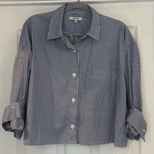 Madewell Navy and White Pinstripe Shirt